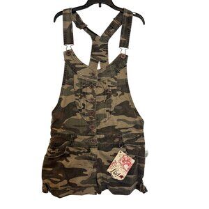 Lost Camo Print Womens Jasmine Jumper Overalls Size 1 Green Cotton Blend Adjusta